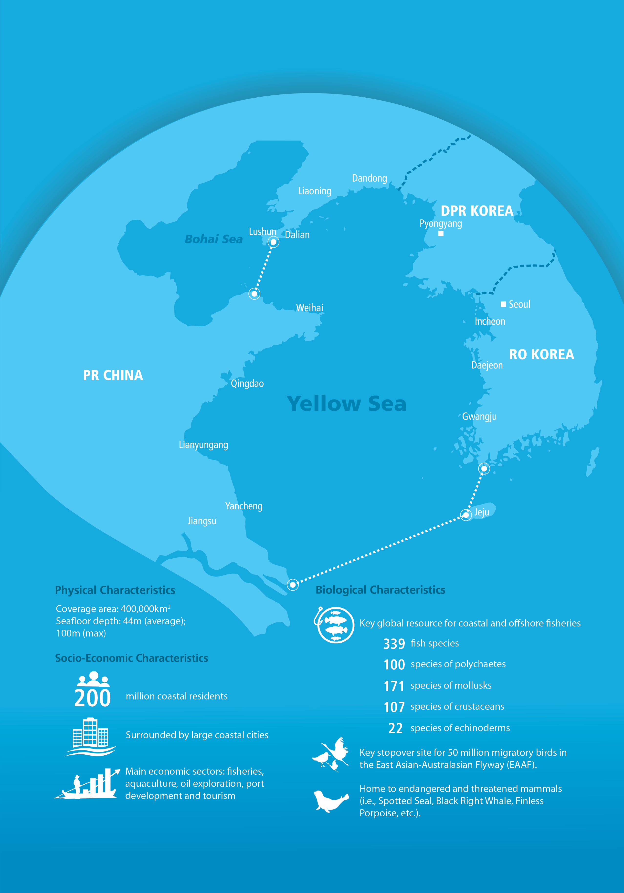 The Yellow Sea Large Marine Ecosystem infographic. Image credit: YSLME ...