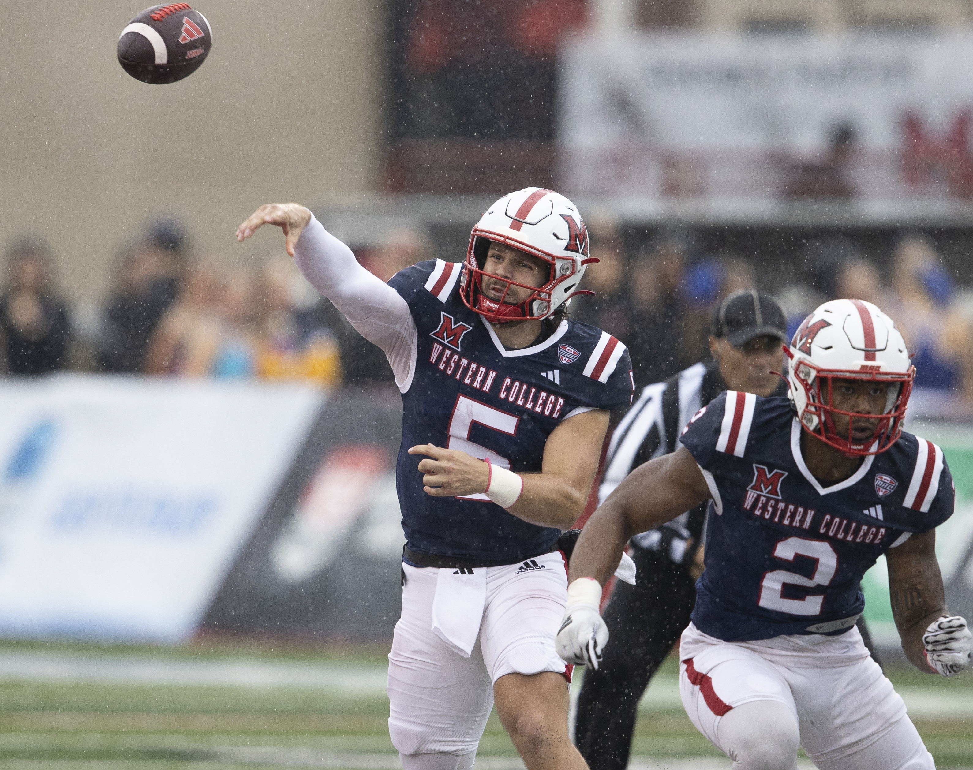 Miami quarterback Brett Gabbert attempts a pass during the Sept. 28 ...