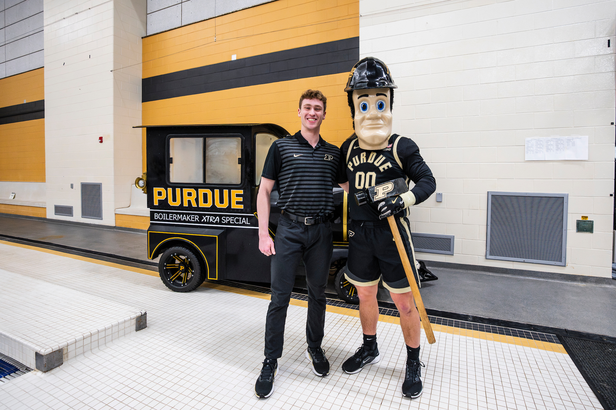 is seen at Purdue Swim and Dive Senior Day at Morgan J. Burke Aquatic ...