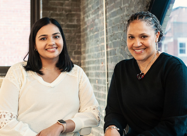 MPH student Juhi Barot (left) and Community Vitality Awardee and Artist Elizabeth Ivey. Photo Courtesy of Cori Anderson.
