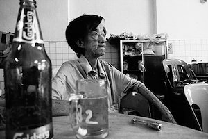 always seen with either beer or fags. he doesn't speak much to me but would sometime comment that he has not seen me for a while.