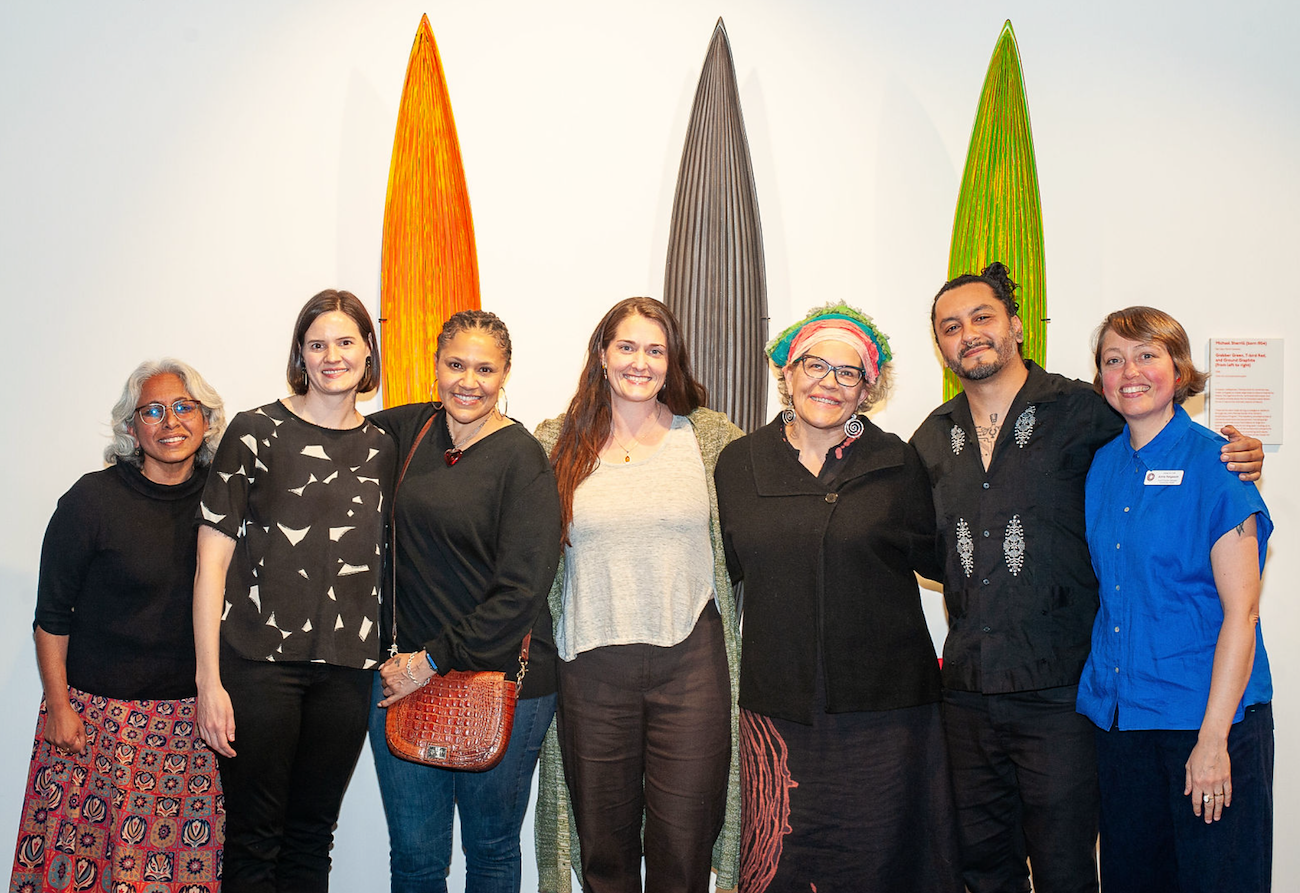 From left to right: Professor Ameena Batada; Community Vitality Awardees Laura Brooks, Elizabeth Ivey, Tyler Deal, Andi Gelsthorpe Luis Alvaro Sahagun Nuño, (not pictured: Jakeli Swimmer); and Grant Program Manager Anna Helgeson. Courtesy of Cori Anderson