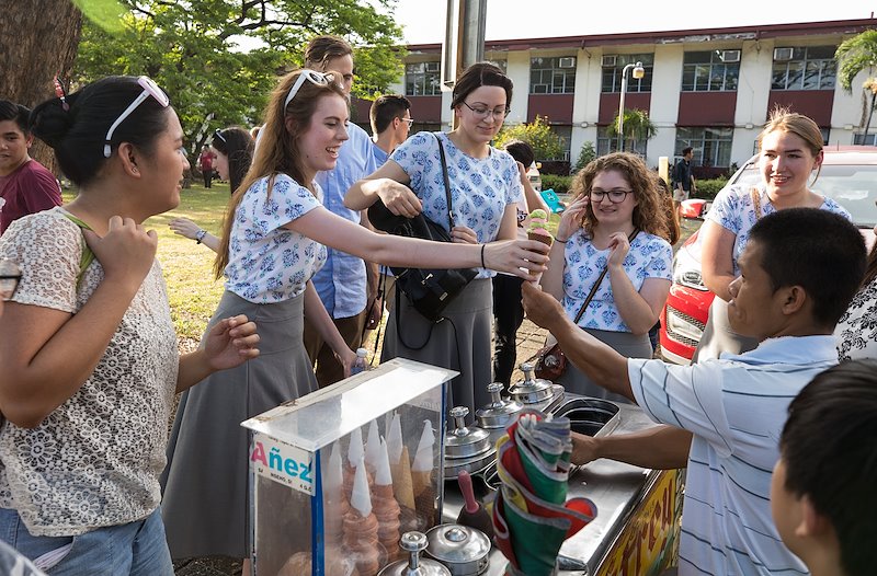 BYU Students try out the local ice cream at the UP Diliman campus. Photo by Jaren Wilkey/BYU