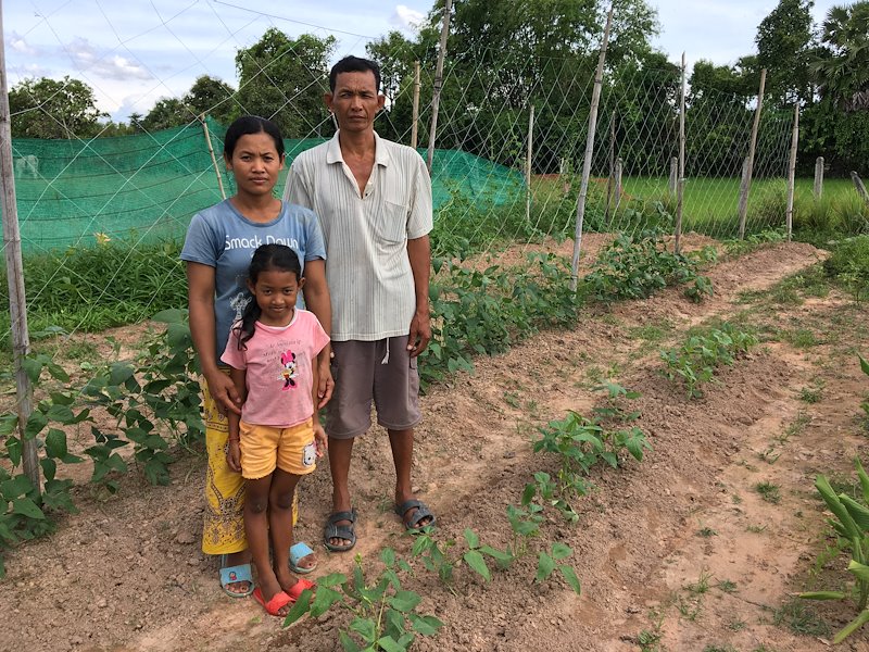 Both wife and husband work together in construction and on their home vegetable garden in Prey Khmeng village, Siem Reap province.