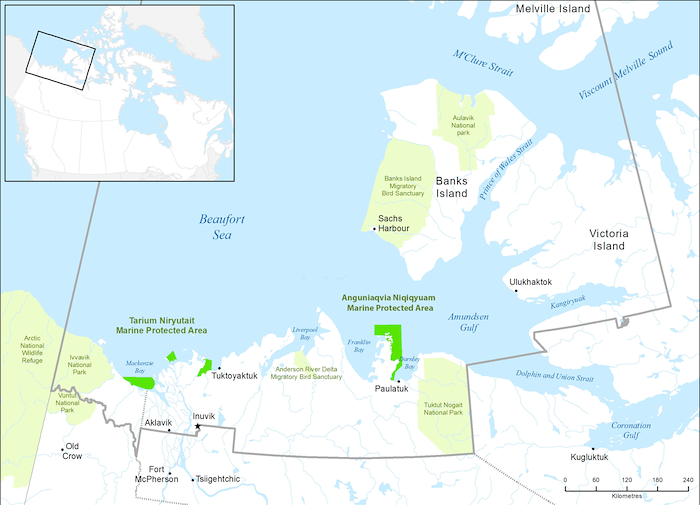 Regional map showing the Anguniaqvia Niqiqyuam Marine Protected Area
