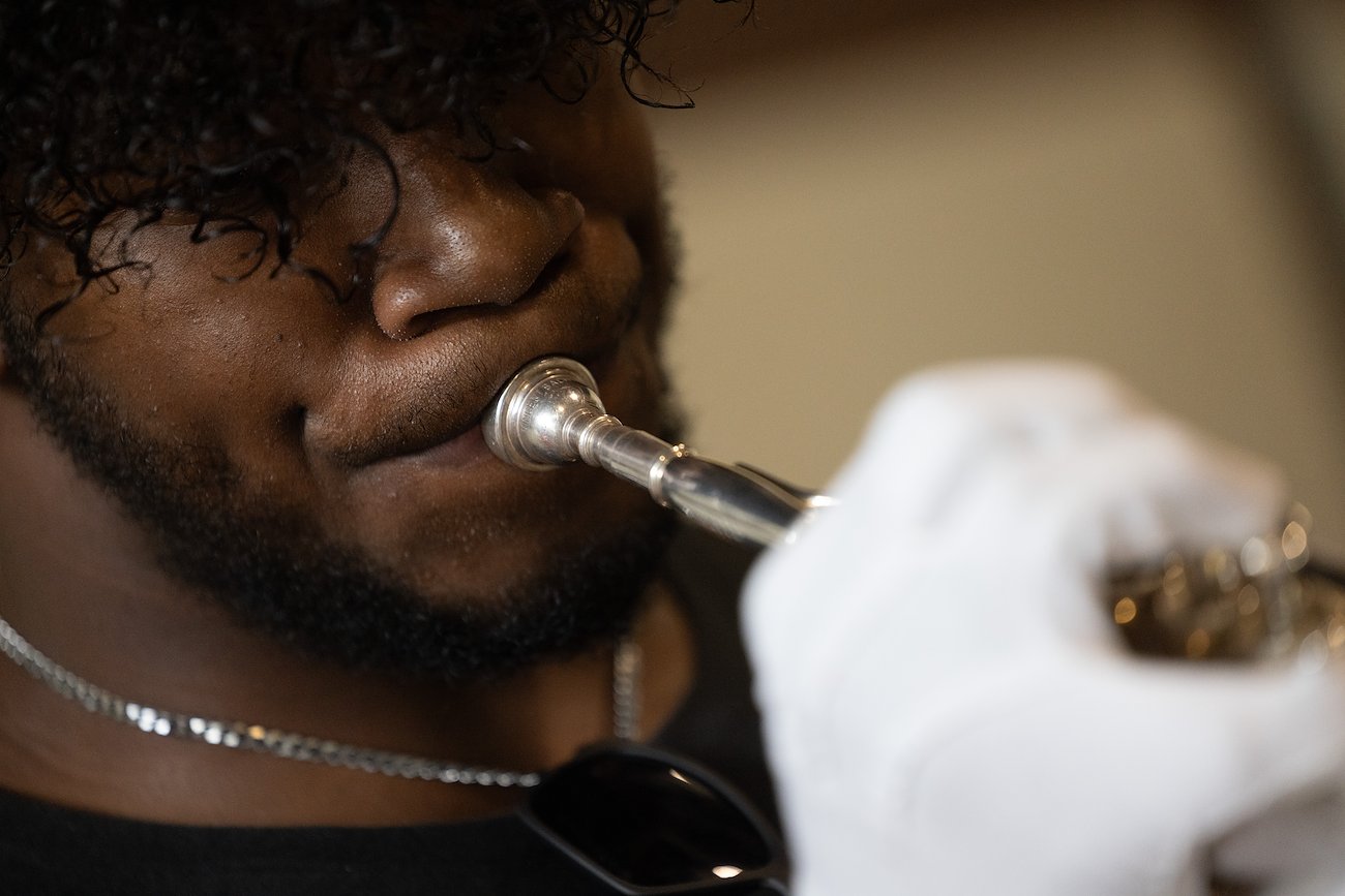 McKinly Carodine, a freshman trumpet player.