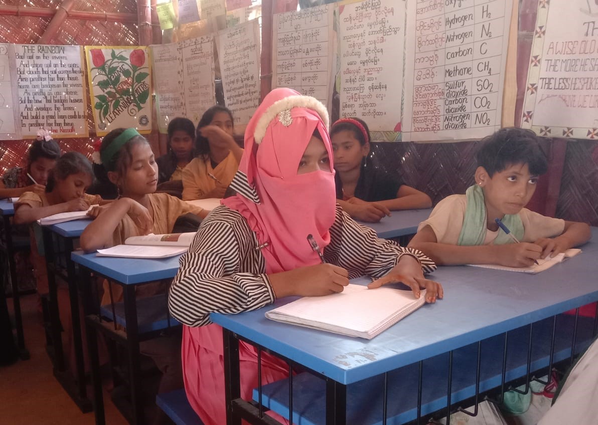 Roshida in her classroom at a UNICEF learning centre in Cox's Bazar ...