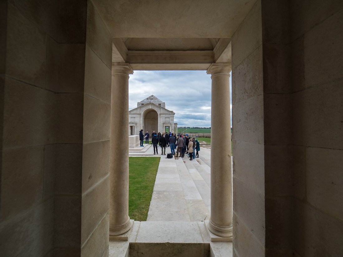 Sachit Menon presents to the group as General Currie at the Australian National Monument.