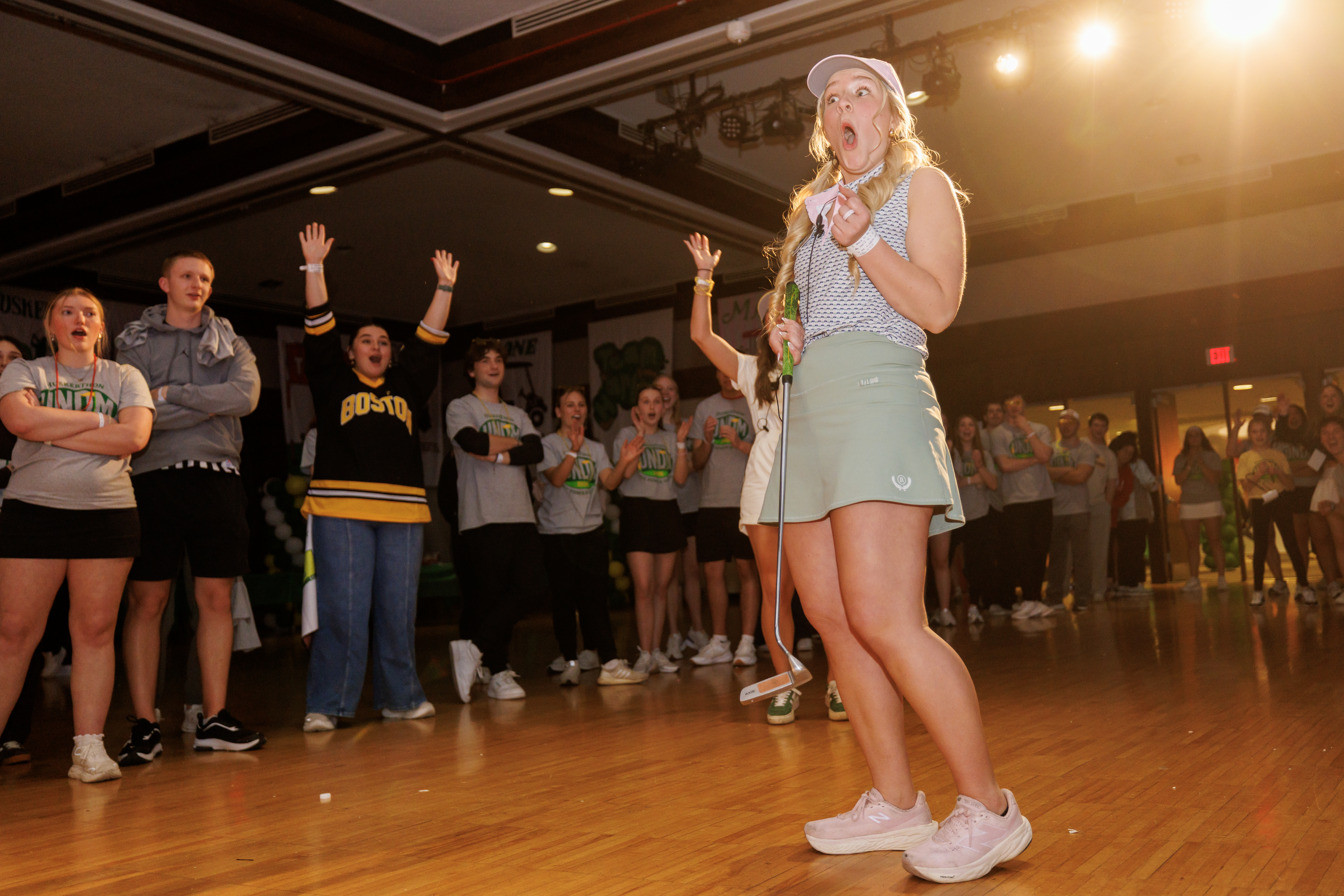 Trinity Black, a junior communication studies major, reacts after ...