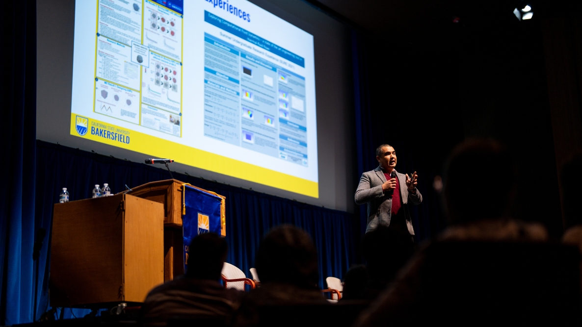 Dr. Luis Cabrales Arriaga tells students about the research ...