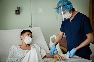 Nurse Marvin just removed Alexander's IV line. That means he is almost ready to go home!
