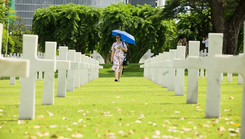 Touring the American Cemetery in Manila. Photo by Jaren Wilkey/BYU