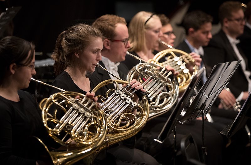 BYU students play the French horn. Photo by Jaren Wilkey/BYU