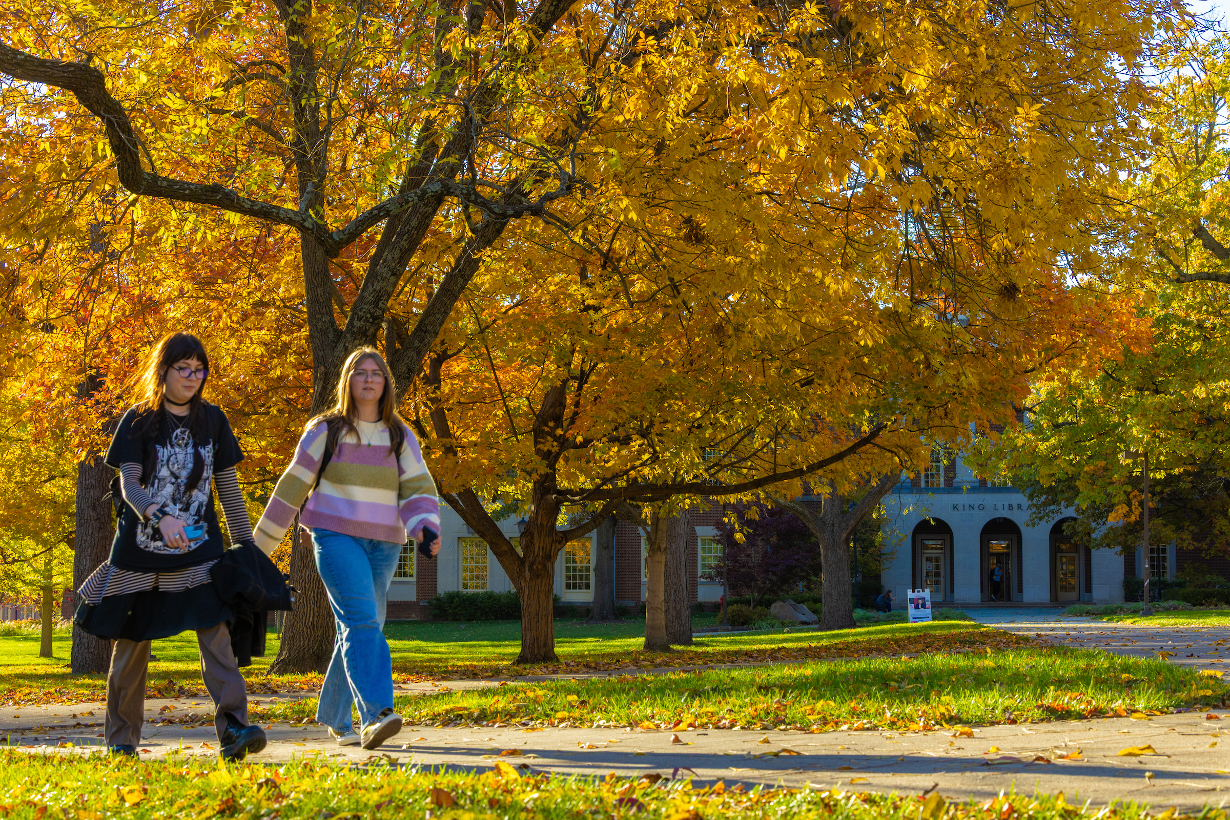 Students walk during a fall day at Miami University.