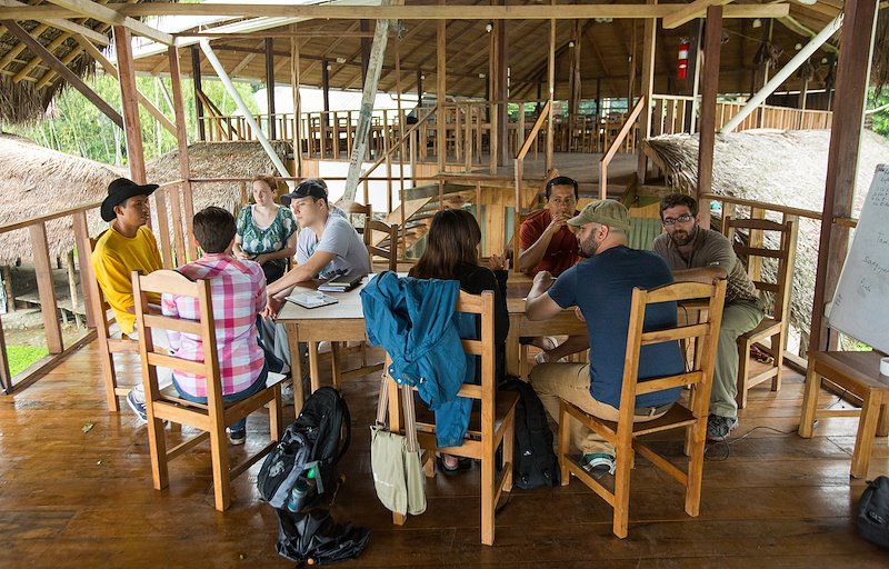 Students interview native Quichua speakers at the Andes and Amazon Field School.