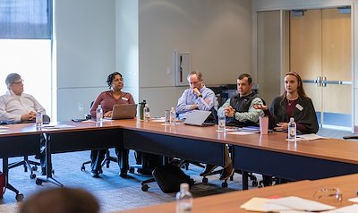 University staff Payton Byrnes (far right) shares her experience finding new housing after Helene.