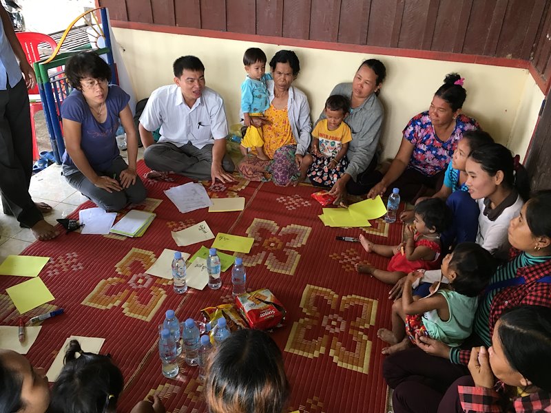 Gardeners join a focus group discussion on gender roles in livelihoods and home garden activities in Ballang Mean Chey village.