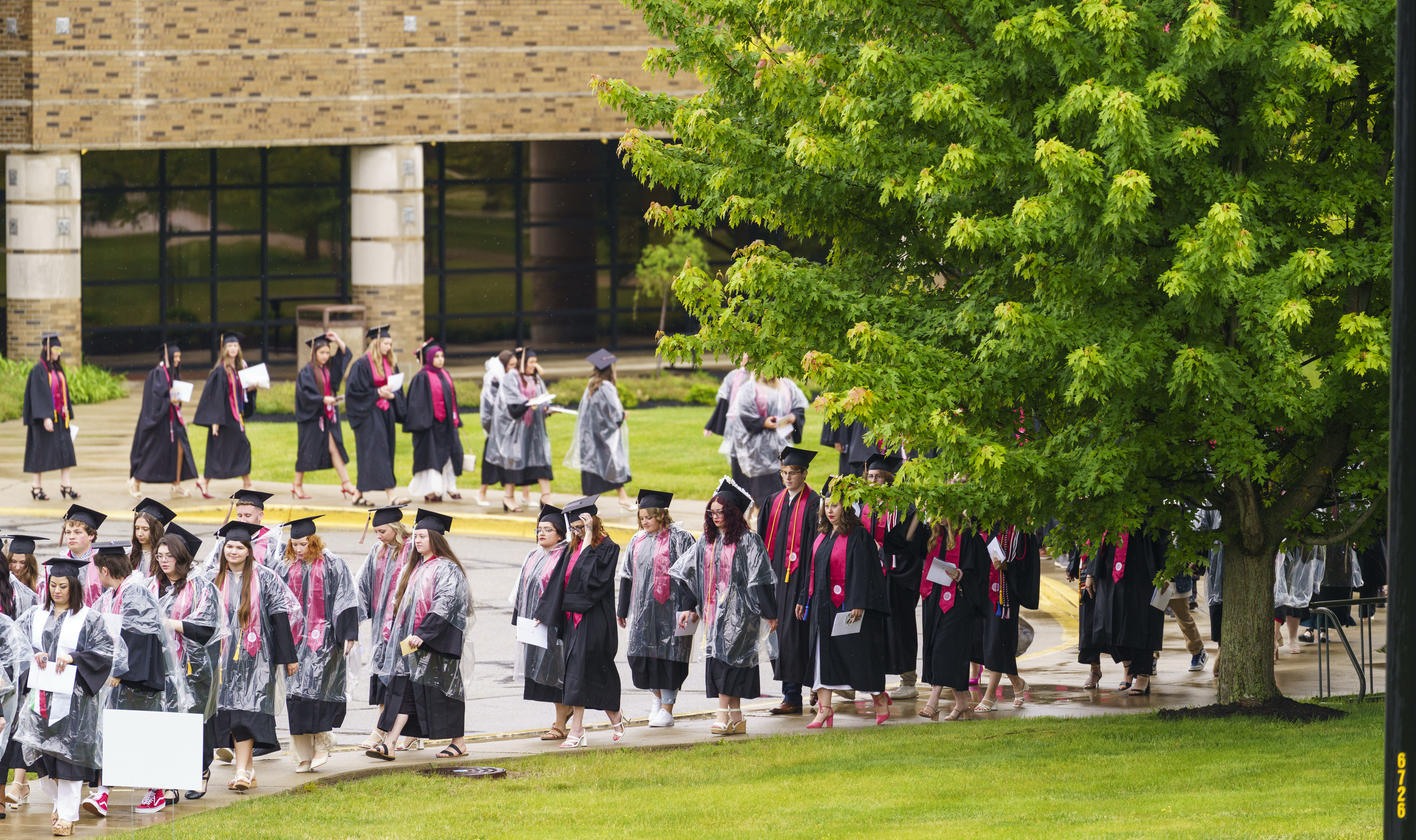 The processional starts after a weather delay at the IU East ...