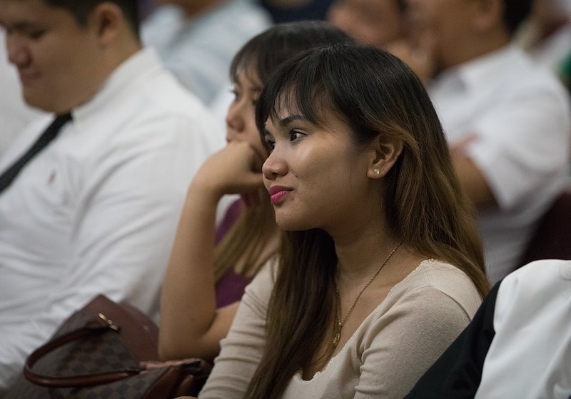Members listen to the BYU Chamber Orchestra during a fireside at the Aurora Chapel in Quezon City. Photo by Jaren Wilkey/BYU