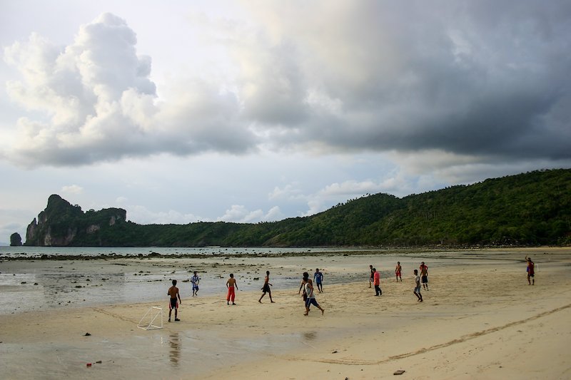 Locals were still rebuilding Ko Phi Phi months after the tsunami, but they still needed time to let loose and play some futbol.