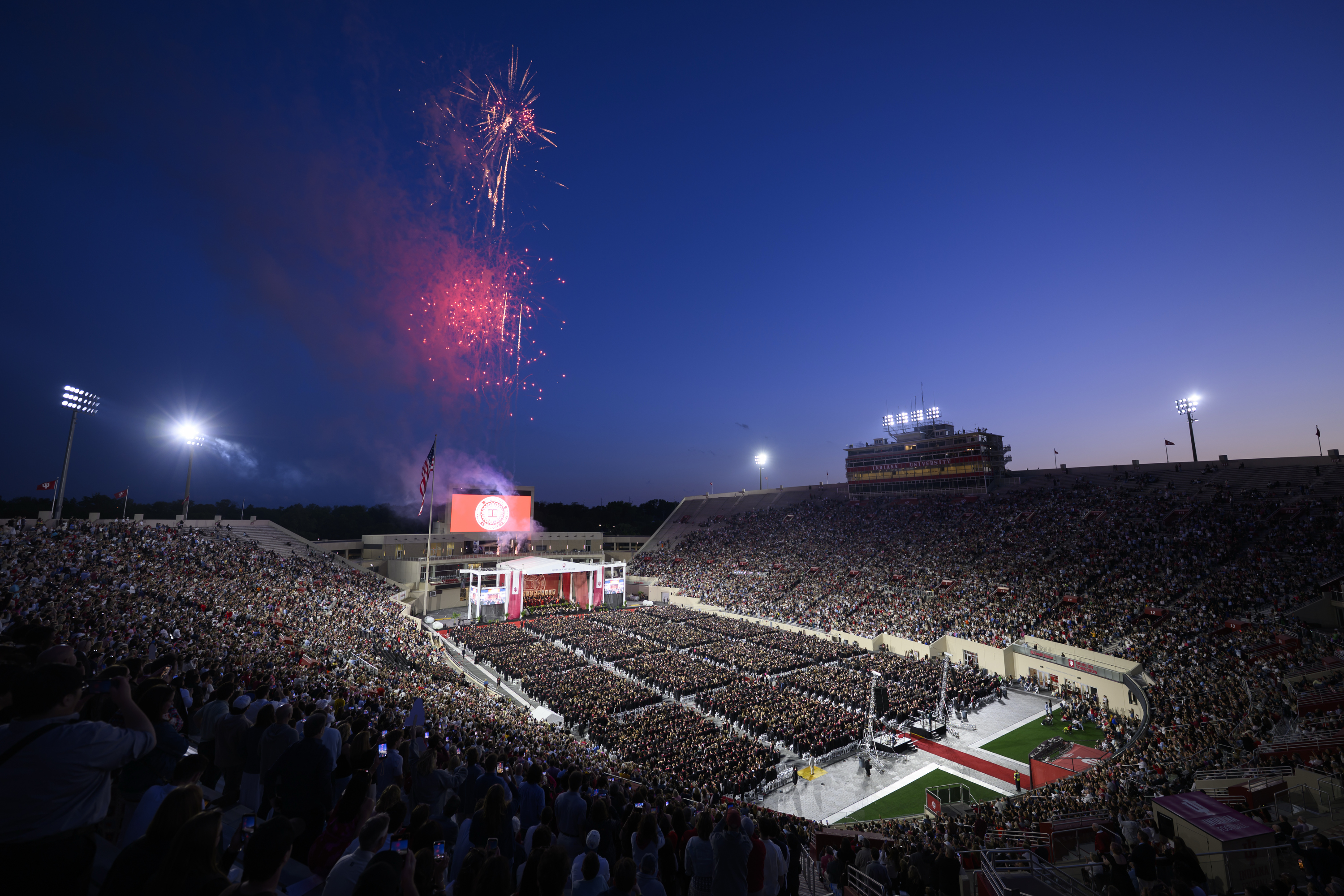 Fireworks explode during the IU Bloomington Undergraduate Commencement ...