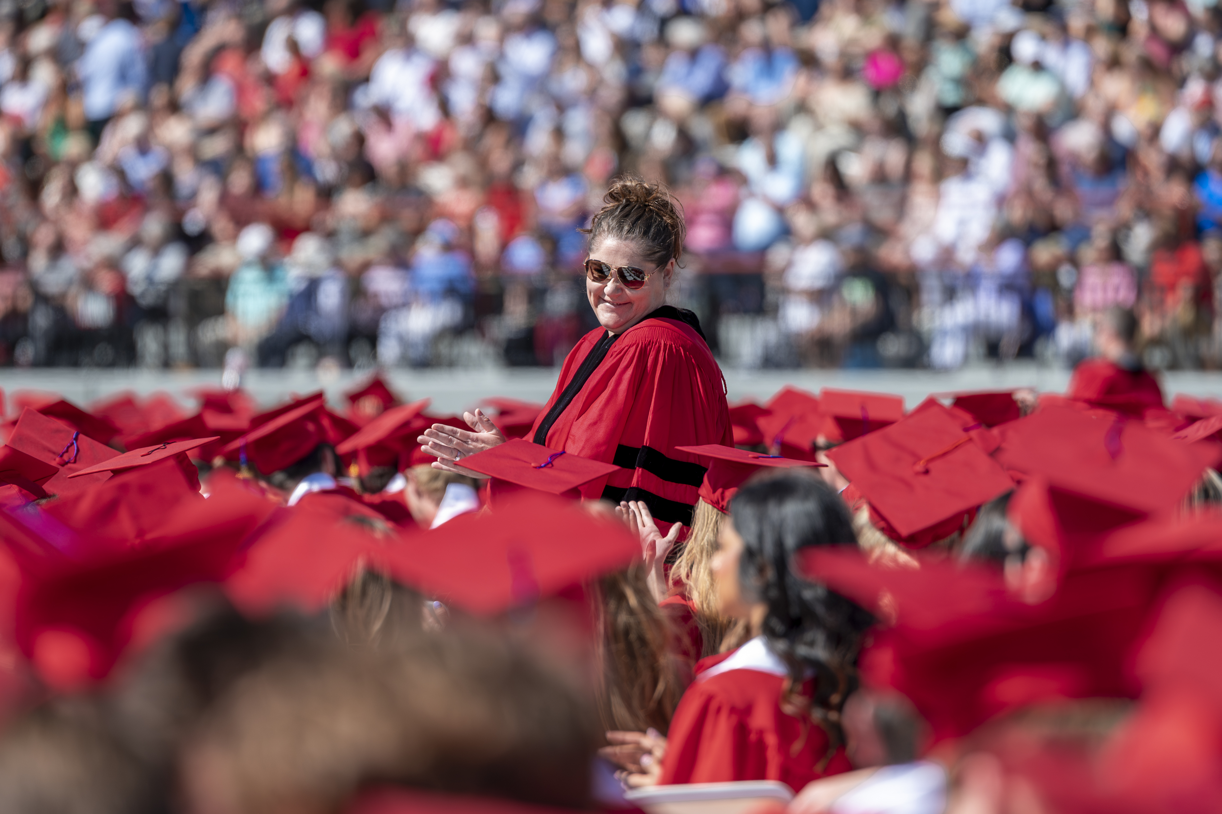 Miami University students at commencement at Yager Stadium.