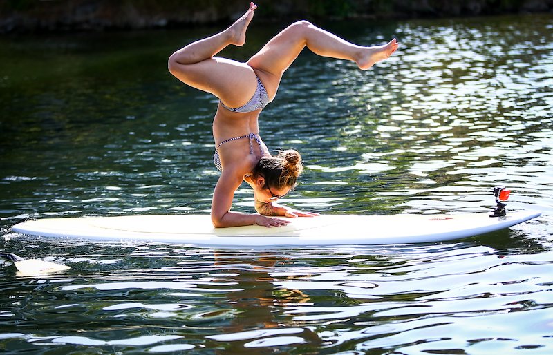 Nina Lascano practices her balance.