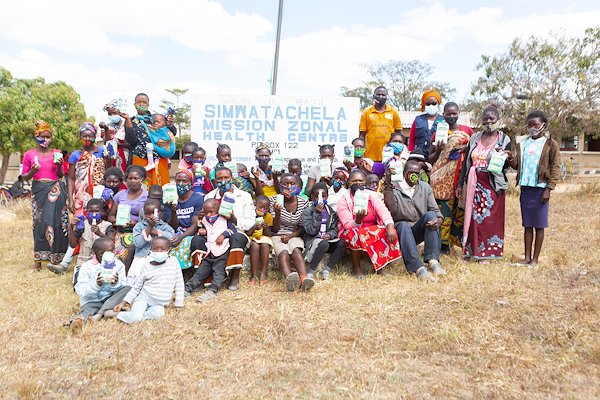 Beneficiaries of the COVID-19 outreach embarked on by CURE Zambia to support the disabled with face masks, soap and hand sanitizer.