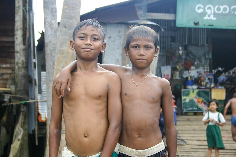 This photo was taken on the Thai-Burmese border. My boat had stopped for gas and these boys were playing in the dirty gas station water.
