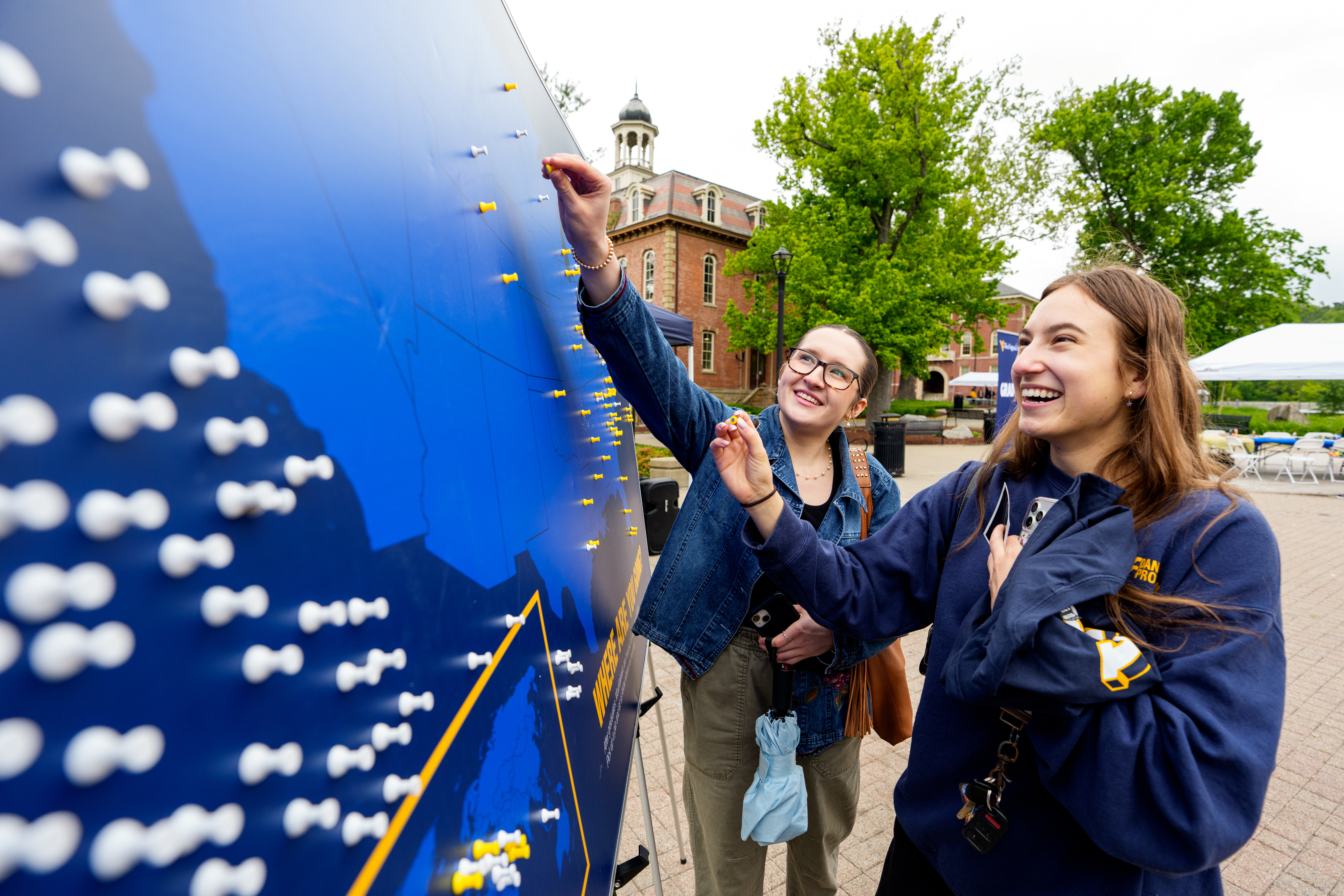 Graduating WVU students pin their post-graduation destination on a map ...