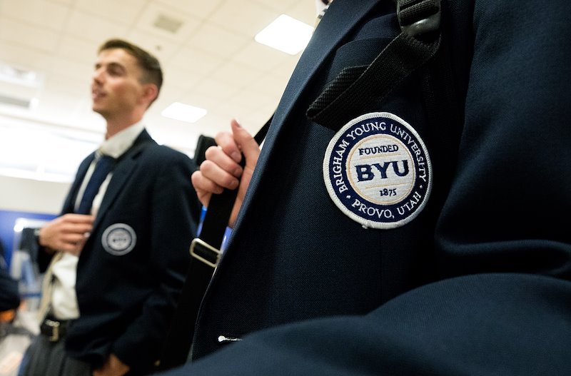 Members of the BYU Chamber Orchestra arrive at the Salt Lake Airport for their flight to Manila. Photo by Jaren Wilkey/BYU