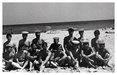 Sailors relaxing  on San Tropez beach - 1977