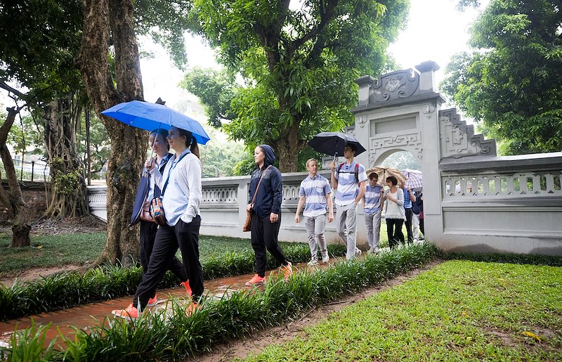 Students tour the Temple of  Literature in Hanoi. Photo by Jaren Wilkey/BYU