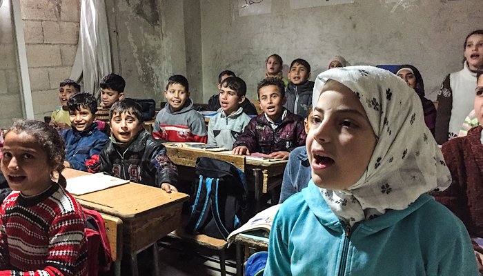 Read School in an Aleppo factory by Jan Oberg