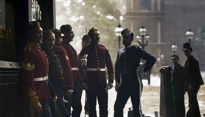 Read Recruiting Sergeants in Westminster (1877) by Jordan Lloyd